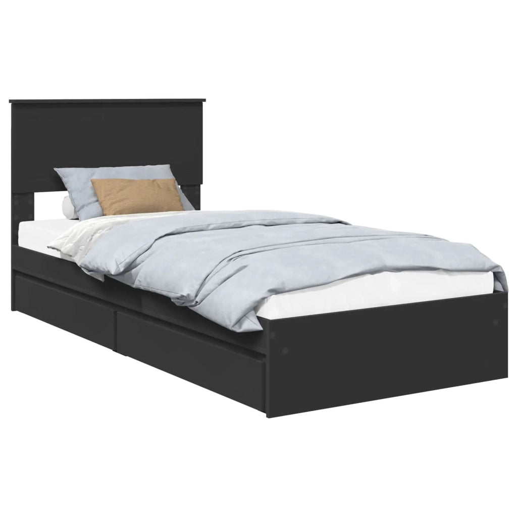 Letto con Contenitore Nero 90 x 190 cm Legno multistrato 3410841
