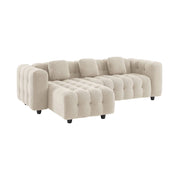 Divano angolare reversibile in tessuto bouclé testurizzato, beige