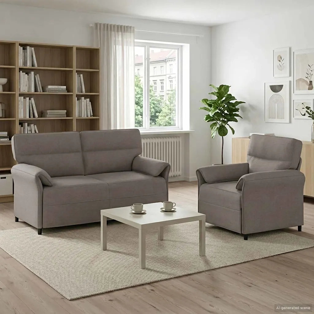Set di divani 2 pz Tortora Tessuto 3424863