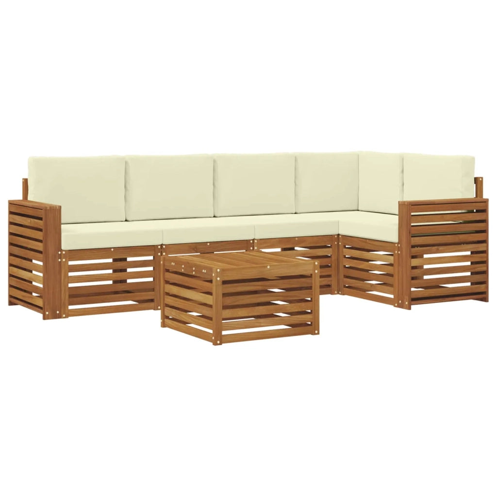 Set di divani da esterno 6 pz Naturale e Crema Poliestere 3374855
