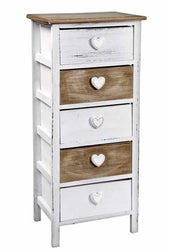 HEART CASSETTIERA SLIM CON 5 CASSETTI 37X 29 X 83 CM BICOLOR