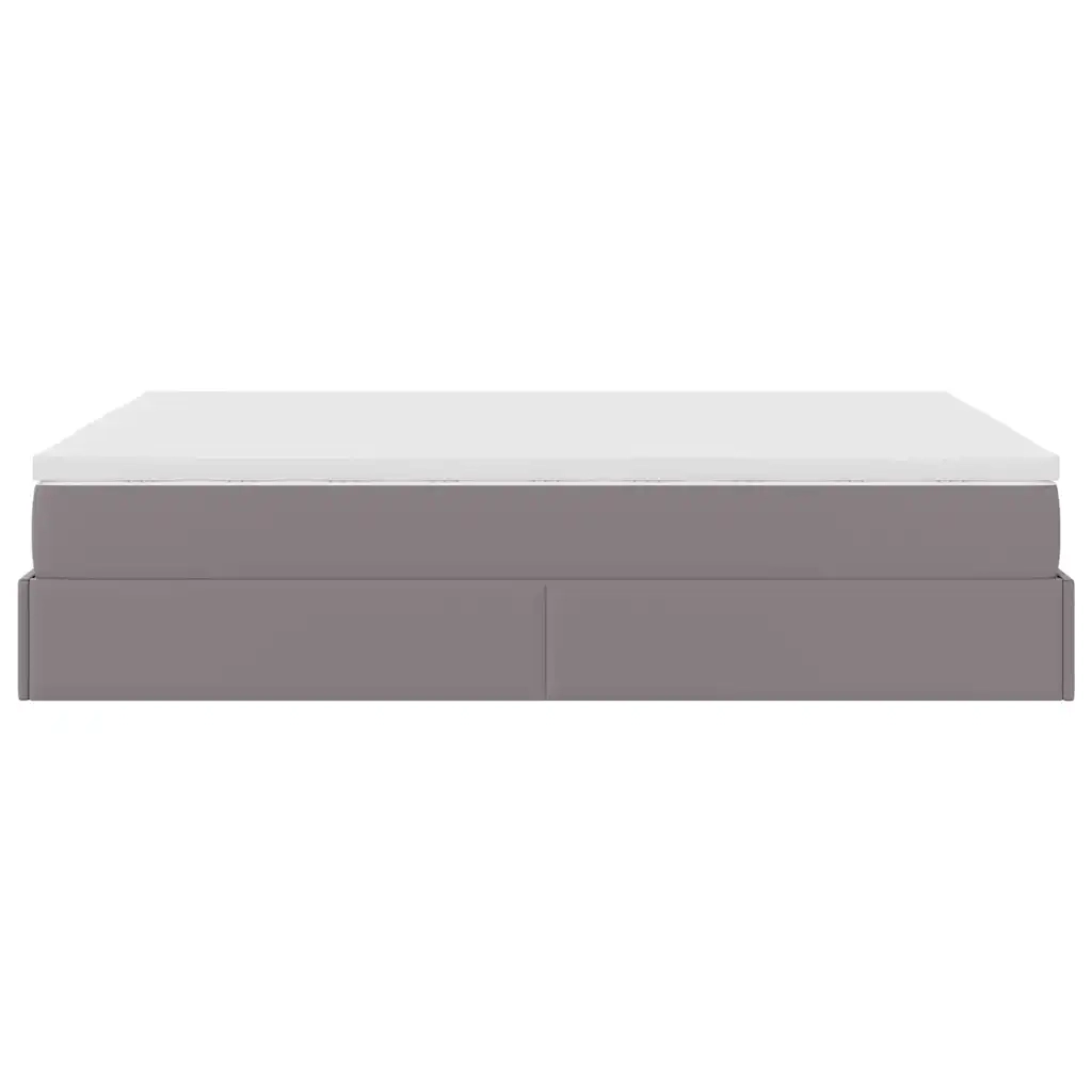 Struttura Letto Pouf con Materasso Grigio 140x190 cm Similpelle