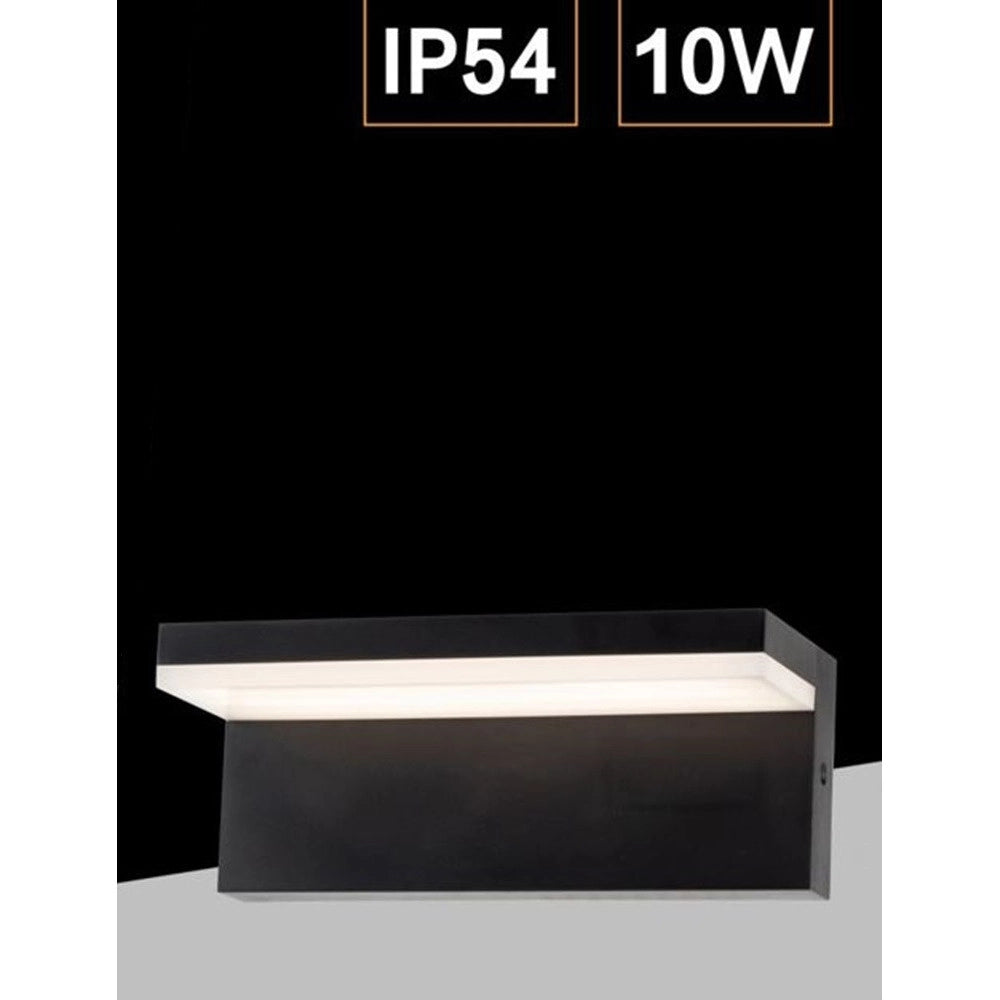 Trade Shop - Applique A Led 10 Watt Lampada Da Parete Per Balconi Giardino Ip54 Cct Switch B82-3c - Nero