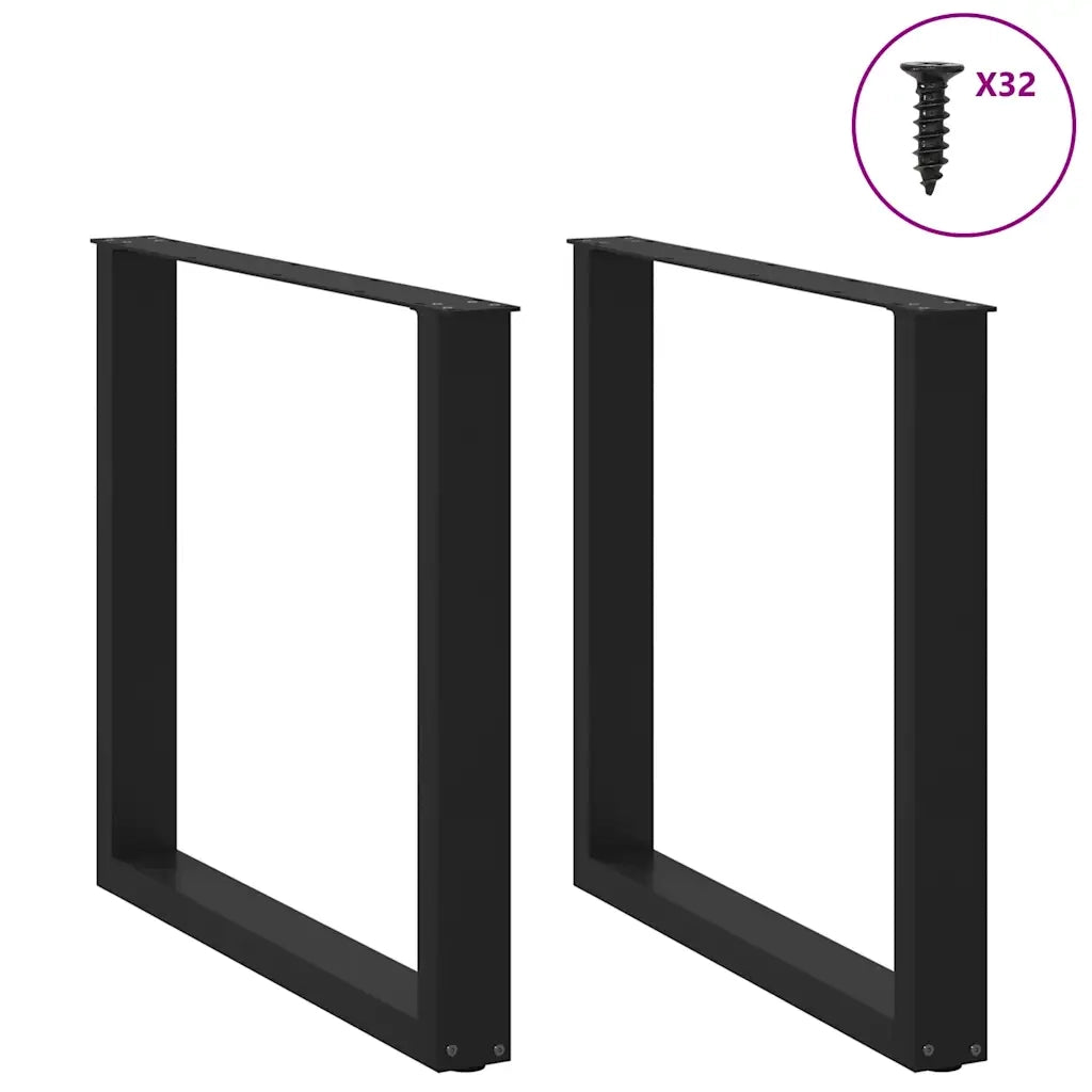 Gambe per tavolo da pranzo a forma di U 2 pz nere 90x(72-73) cm in acciaio