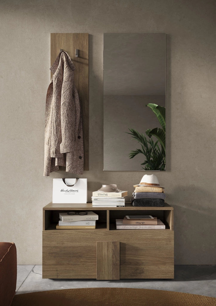Muros, Mobile da Ingresso Specchio Incluso, 91x36x165h cm Marrone Rovere