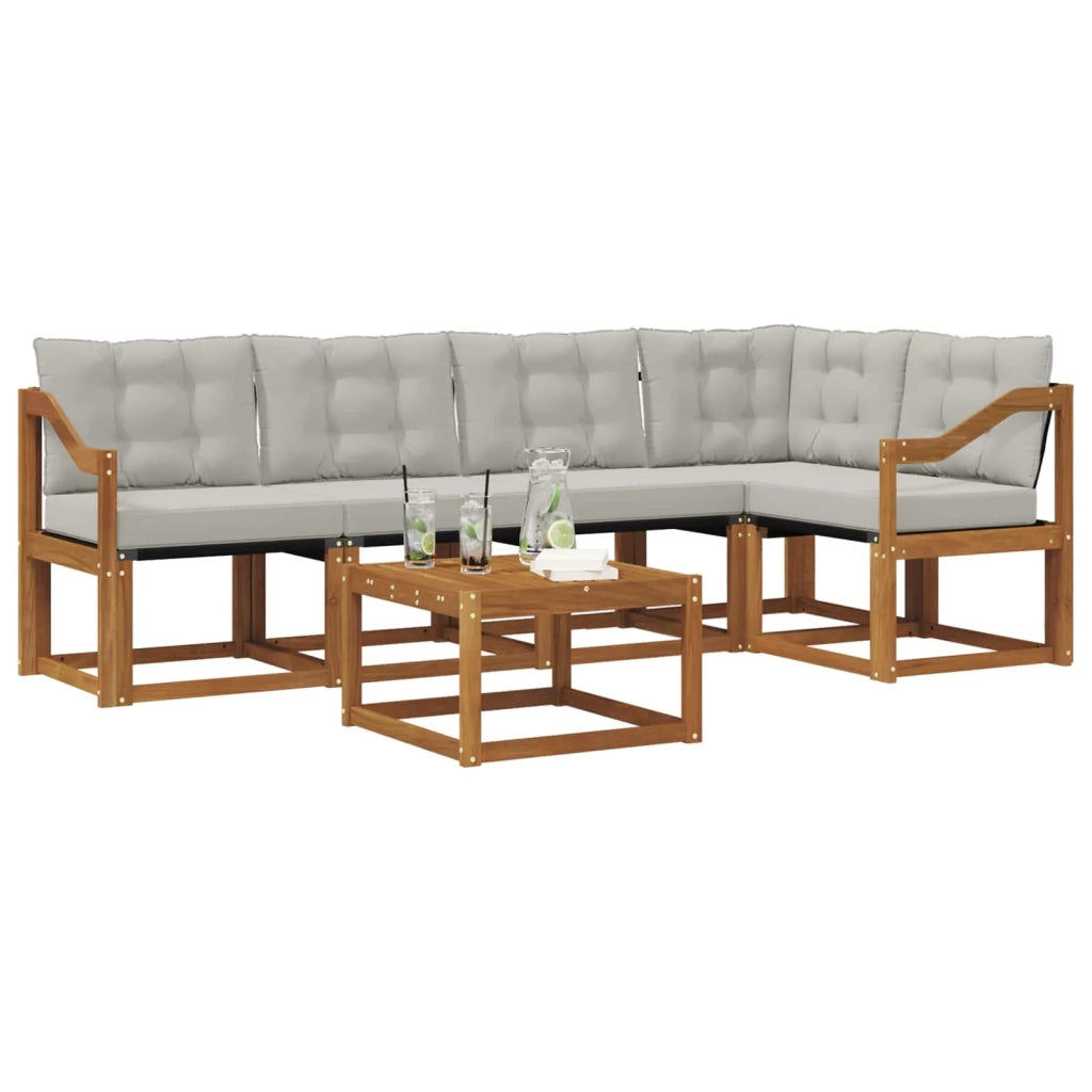 Set di divani da esterno 6 pcs Grigio Naturale e Chiaro 3368698