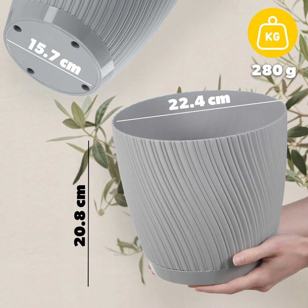 Vaso da fiori KADAX con supporto, coperchio, ciotola rotonda, 23 cm, grigio