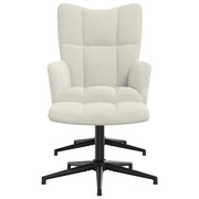 Poltrona Relax con Poggiapiedi Bianco Crema in Velluto cod mxl 21613