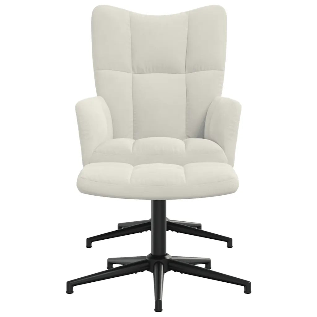 Poltrona Relax con Poggiapiedi Bianco Crema in Velluto cod mxl 21613