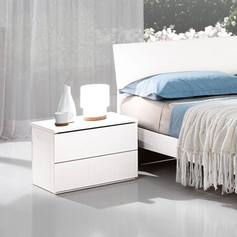 Comodino Manitoba 2 cassetti colore bianco
