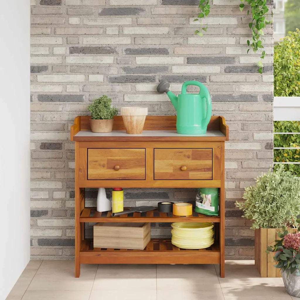 Mobiletto da Giardino con cassetto Naturale 78 x 36,5 x 78cm 42001366