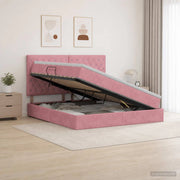 Letto con contenitore e materasso Rosa 160 x 200 cm Velluto 3459644