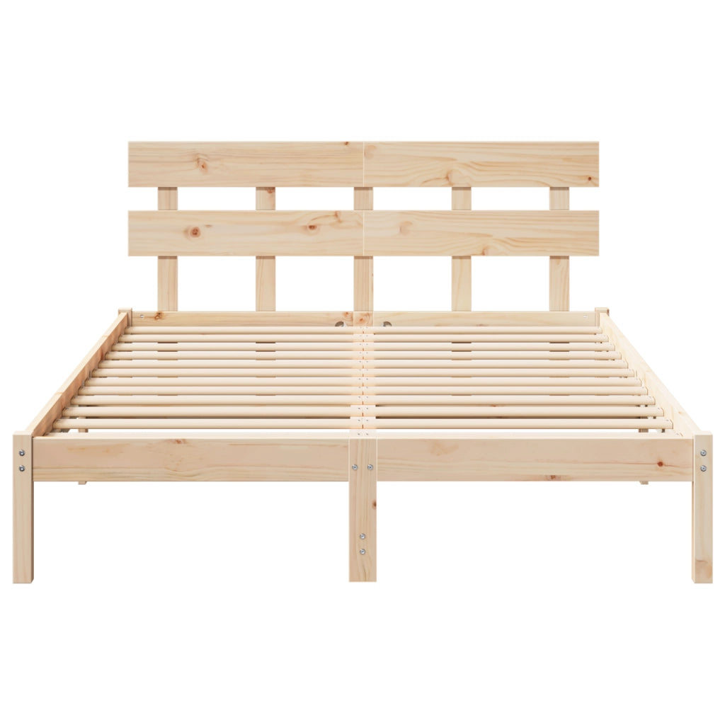 Struttura Letto con Testiera 150x200 cm in Legno Massello di Pino