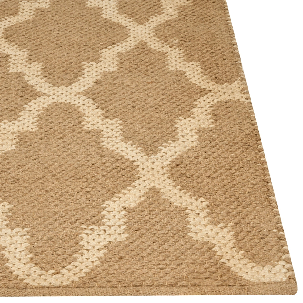Tappeto in iuta intrecciata naturale con motivo geometrico beige 200 x 300 cm stile boho camera da letto soggiorno