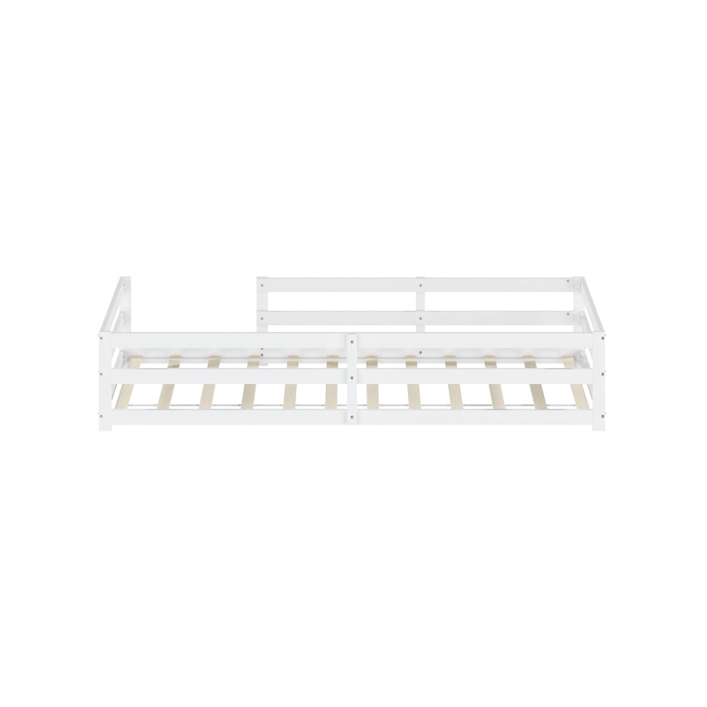 LETTO Montessori 90x200 cm in legno massello bianco con sponde