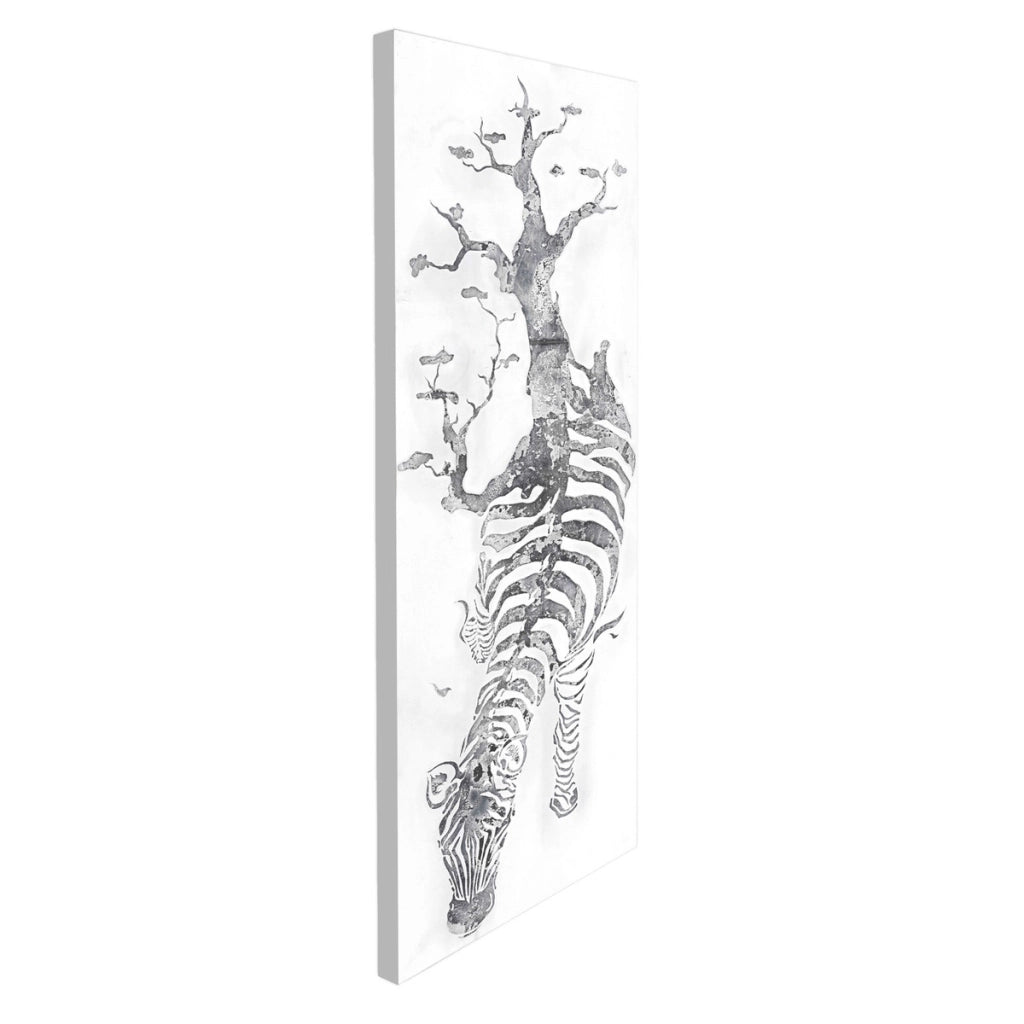 Quadro dipinto a mano Serengeti zebra e albero 50x150 olio su tela