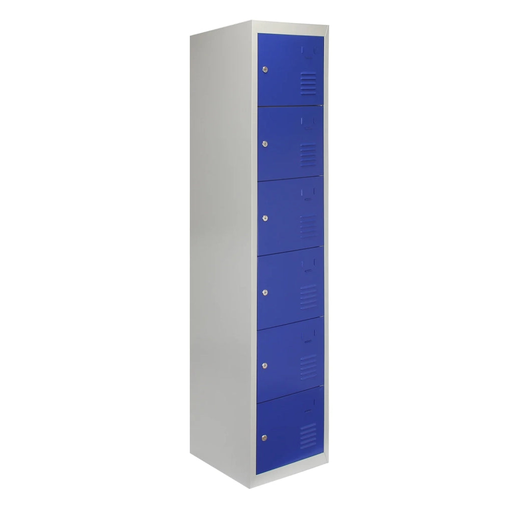 3 Armadietti da Montare con 6 Porte Blu Acciaio per Scuole Palestre Spogliatoi