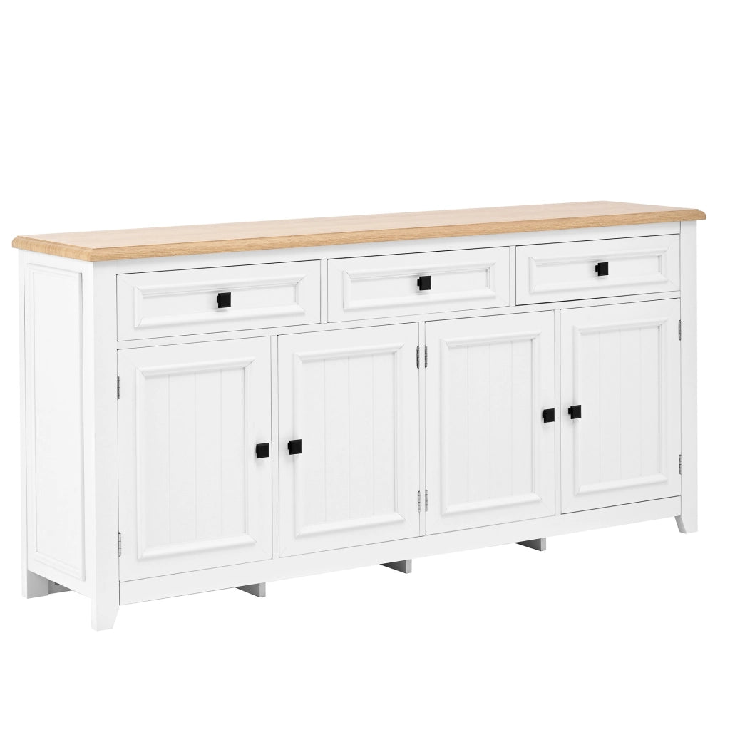 Sideboard moderno con 3 cassetti e 4 ante 160x35x76 cm in MDF bianco