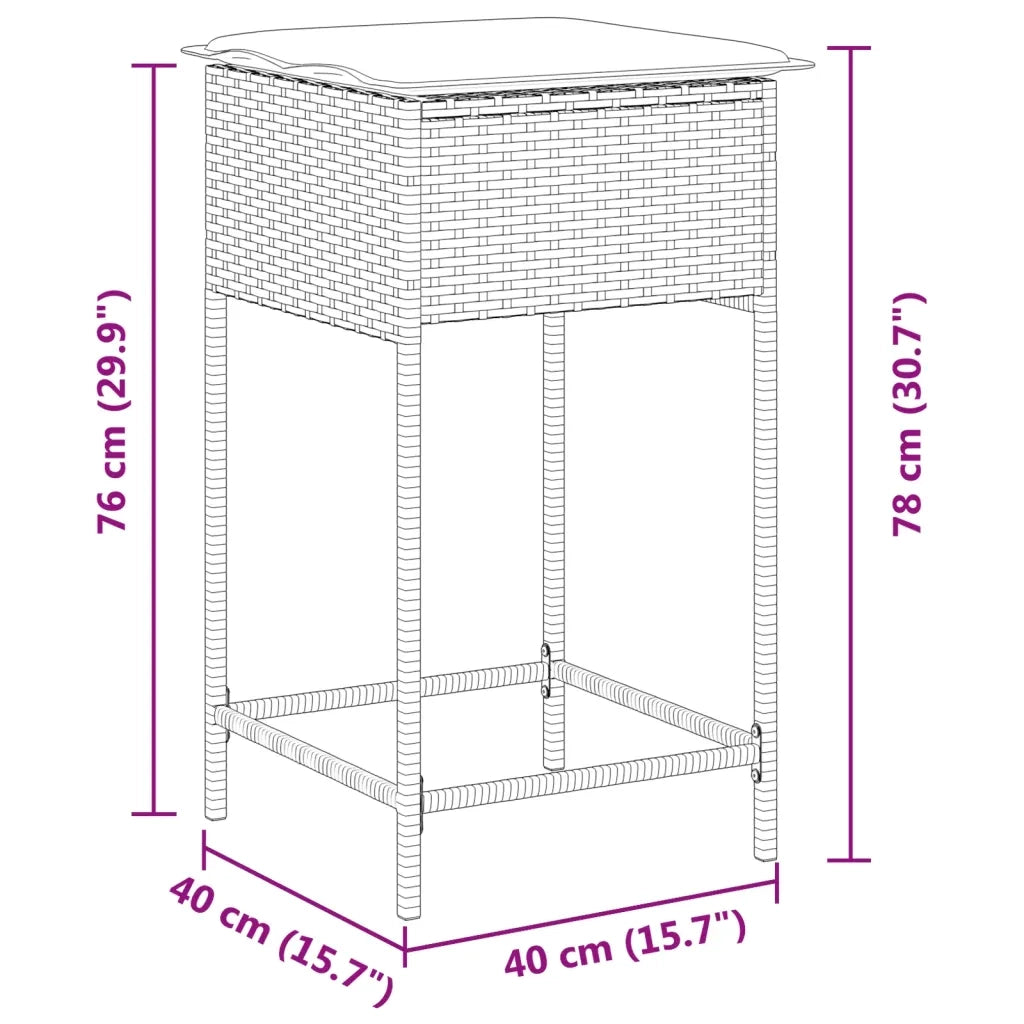 Sgabelli da Bar con Cuscini 2 pz Grigi in Polyrattan CFW1661783