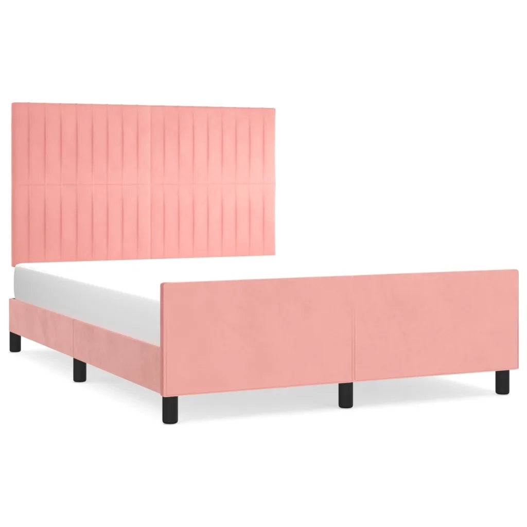 Giroletto con Testiera-Struttura Letto con testiera Rosa 140x200 cm in Velluto 633622