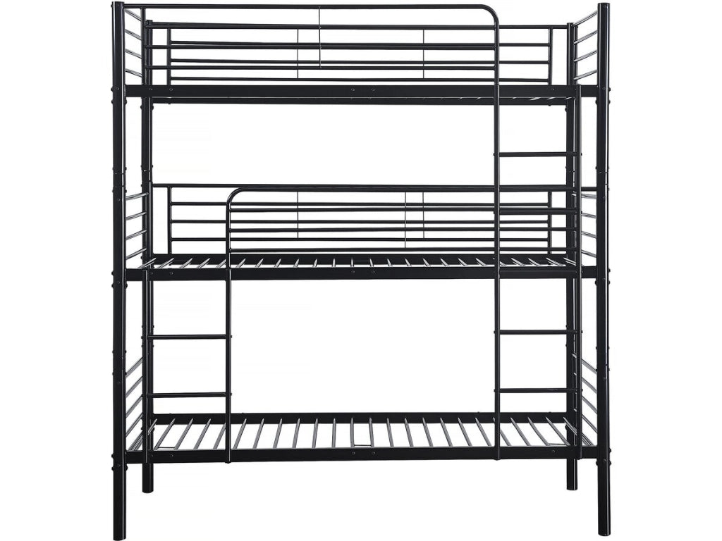 Lit superposé en métal triple "HAVIN" - 90 x 190 cm - Noir