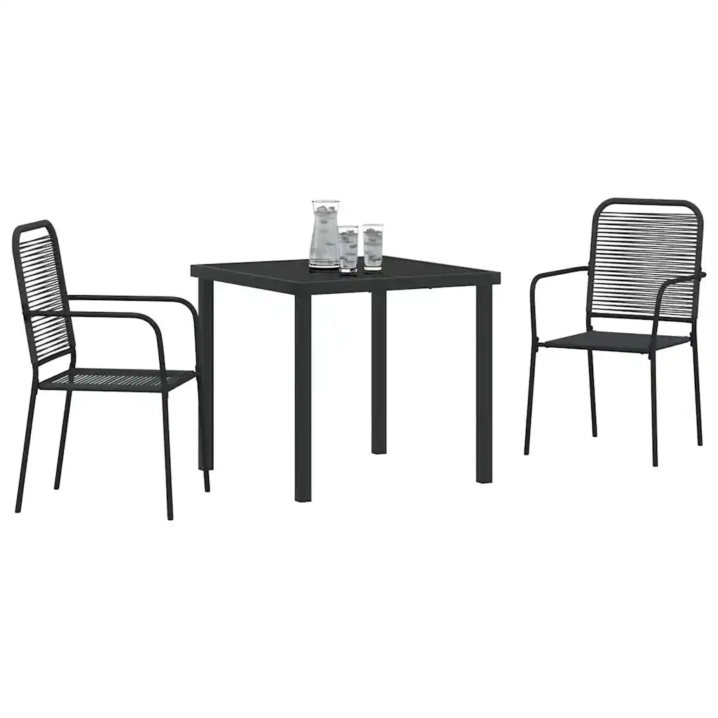 Set da Pranzo per Giardino 3 pcs Nero