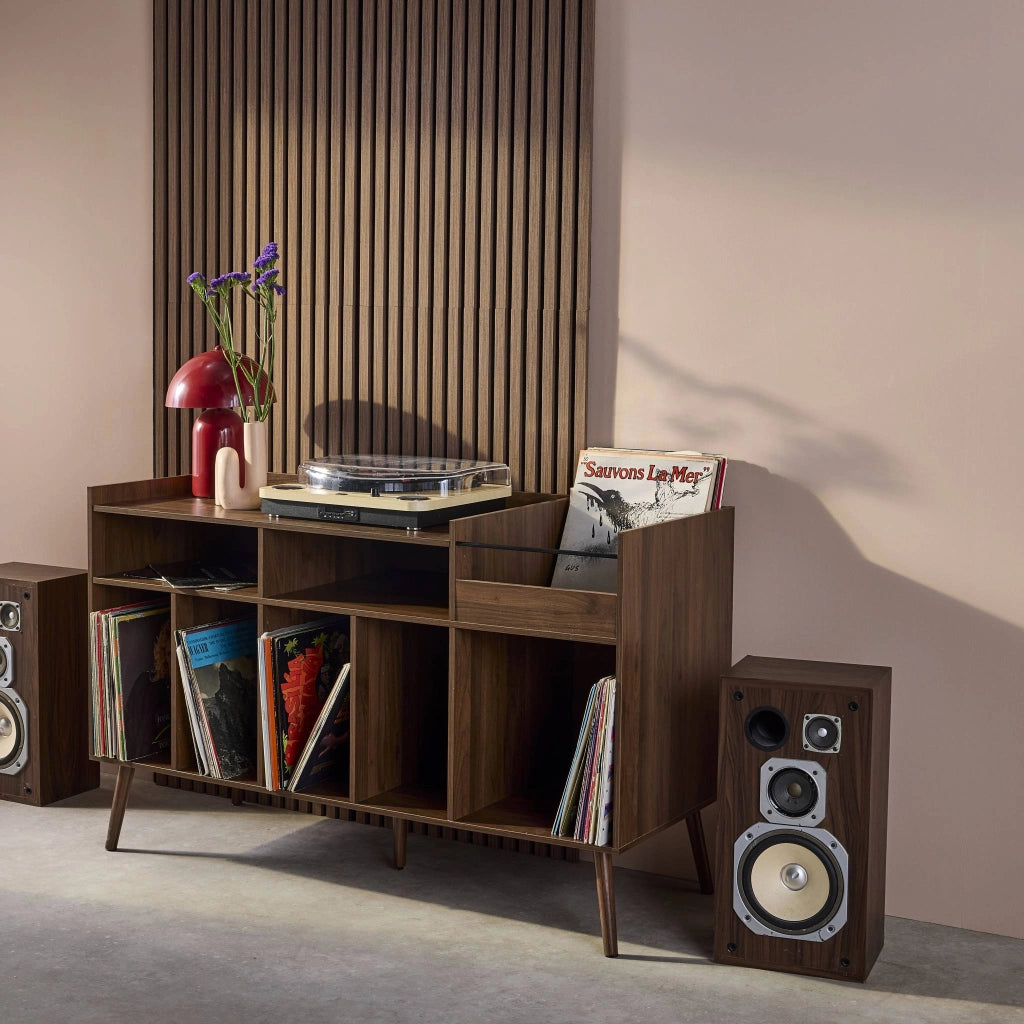 Mobili per vinili xl vintage effetto legno scuro, 130cm, marrone scuro