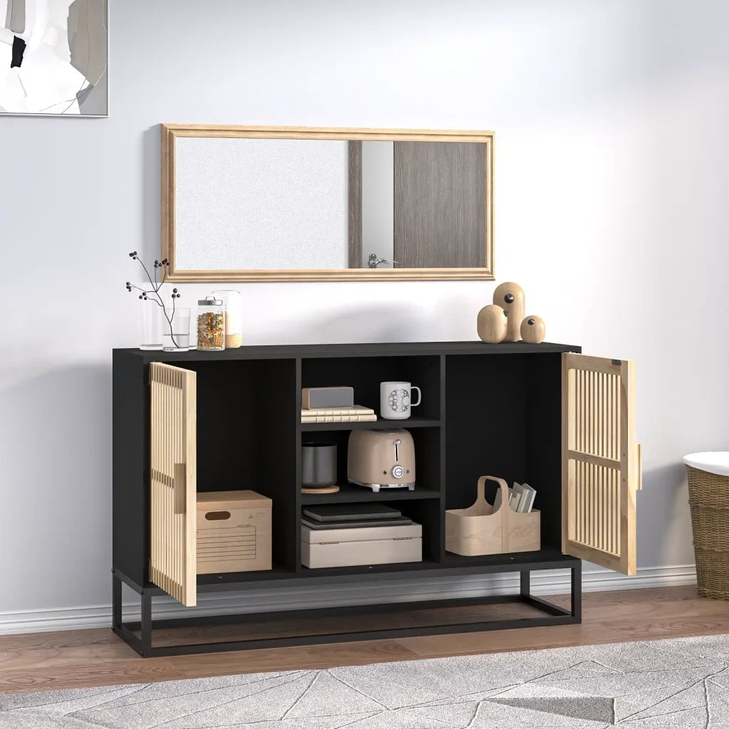 Credenza-Buffet-Armadio da cucina Nera 105x30x65 cm in Legno Multistrato 326812
