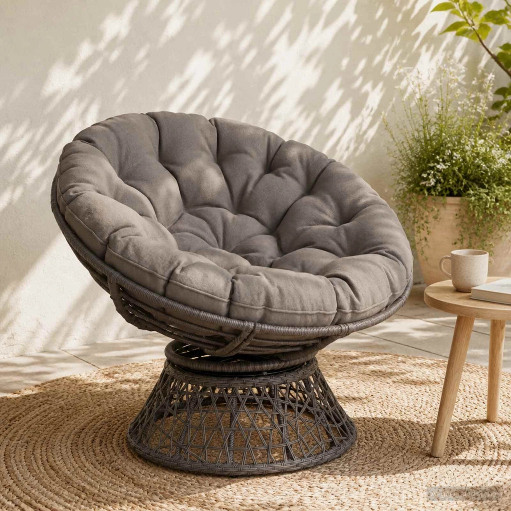 Cuscino per Sedia Papasan VIANEN 100% Poliestere Grigio 953960