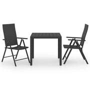 Set da Pranzo da Giardino 3 pz | Set Salotto da Giardino Nero