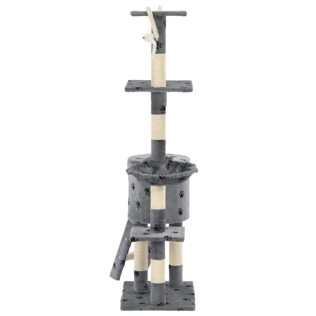 Tiragraffi albero per gatti cuccia per gatti giocattolo peluche sisal 138 cm grigio motivo a impronta di zampa 3702037