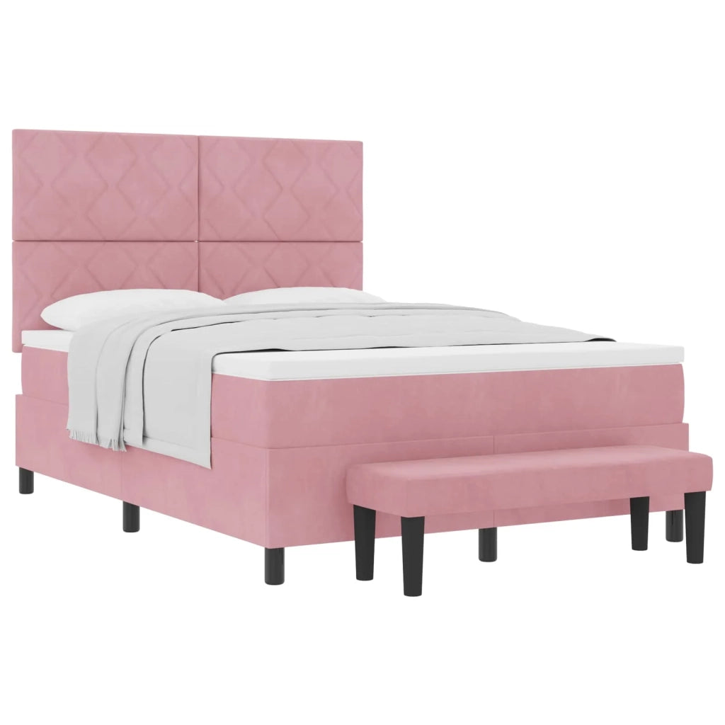 Letto a molle con testiera Rosa 190 x 140 cm Velluto 3344581