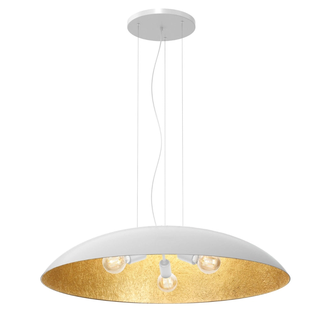 Lampada a sospensione Ø100 bianca interno oro Compo 3xE27 Luminex