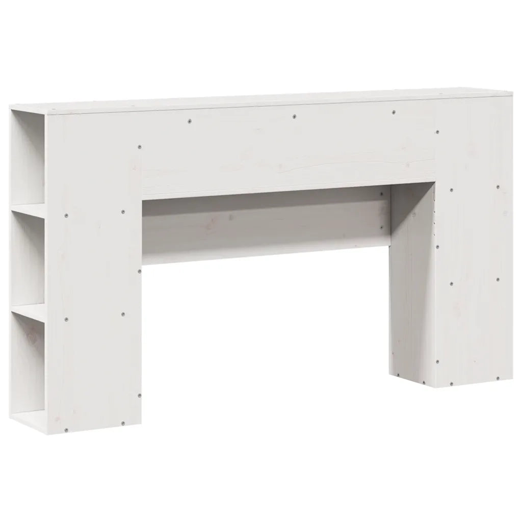 Testiera con Ripiani Bianca 135 cm in Legno Massello di Pino 855634