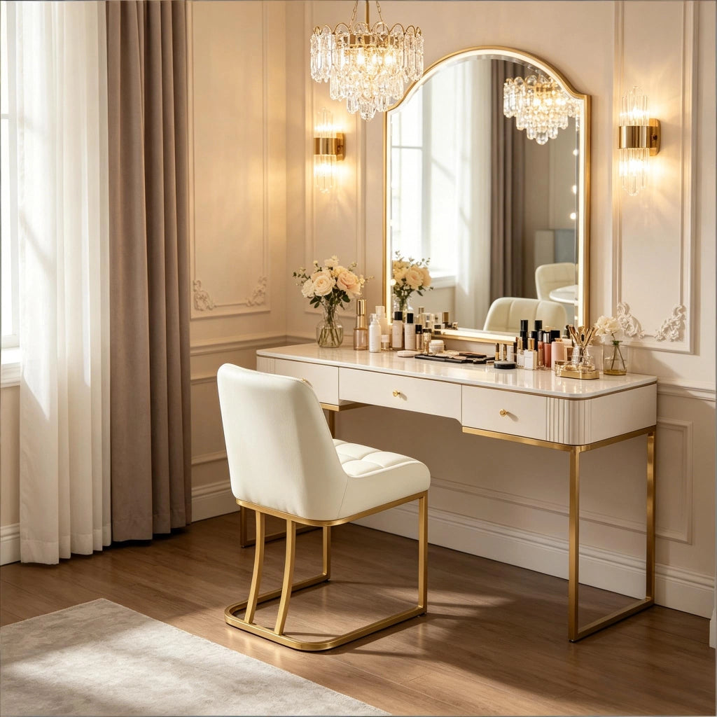 Set di 2 chaise da pranzo in velluto con schienale ergonomico e piedini regolabili in metallo beige