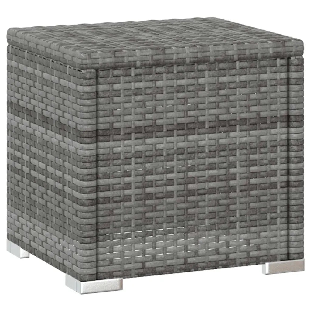 Lettino Prendisole con Cuscino e Tavolino in Polyrattan Grigio 46227