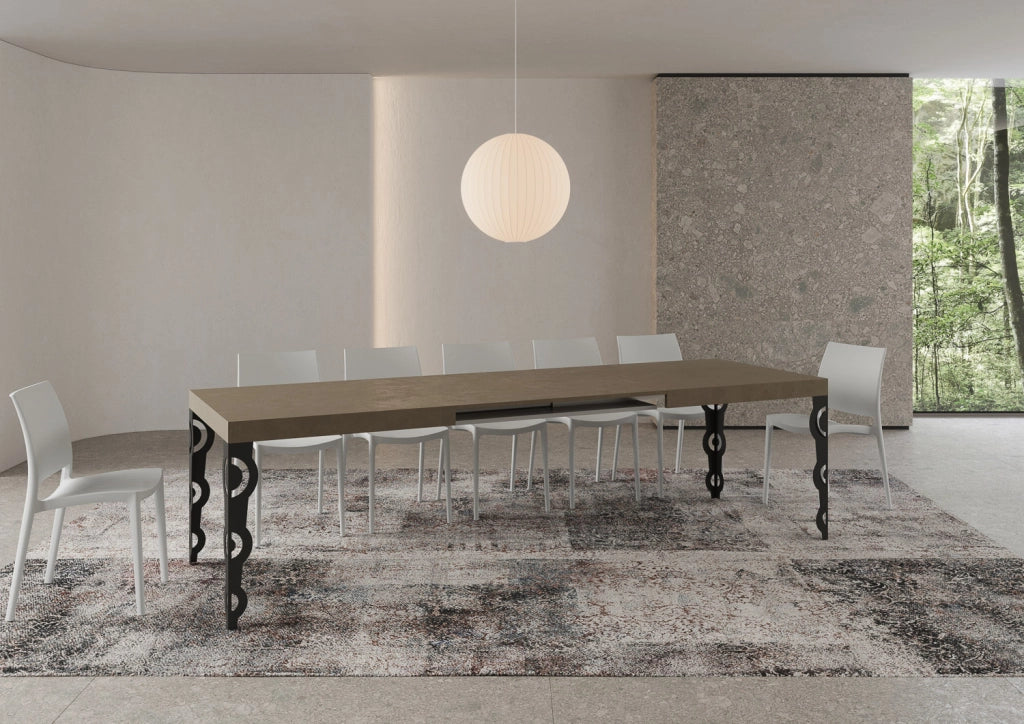 Tavolo allungabile 200/460x90 cm Karamay tortora gambe antracite