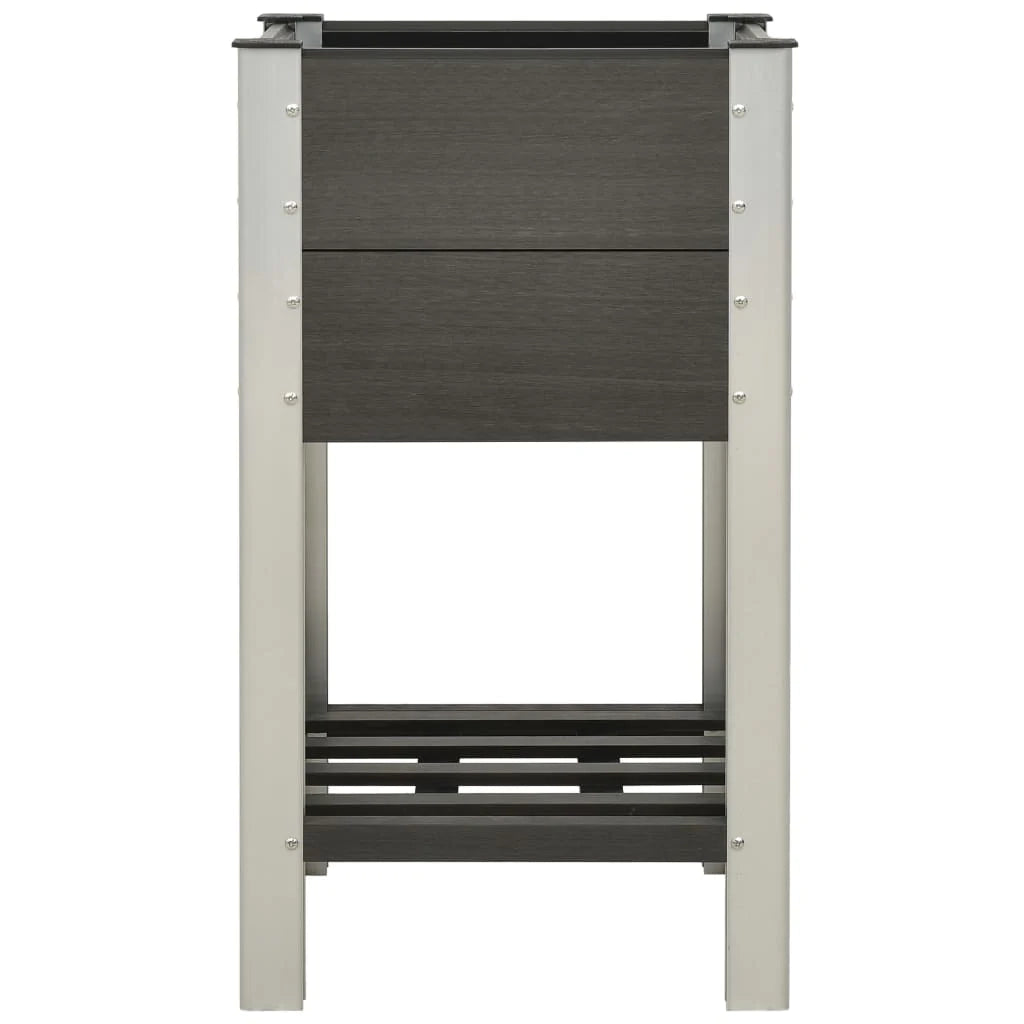 Aiuola rialzata fioriera con ripiano 50 x 50 x 90 cm WPC grigio 02_0001174