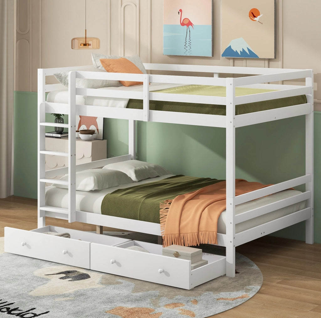 Letto a castello 140 x 200 cm bianco in pino e MDF