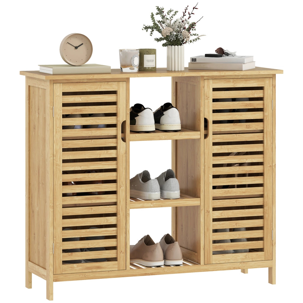 Armadio con ante scorrevoli in bamb¨´ e ripiani ¨C zephmum ¨C 100x33x86 cm