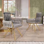 Set di 2 sedie girevoli con schienale alto e braccioli in velluto grigio