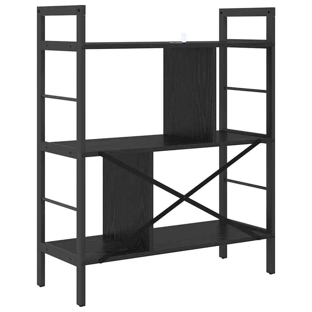 Libreria-Scaffale per Libri-Mobile di Stoccaggio Rovere Nero 75 x 30 x 91 cm Legno multistrato