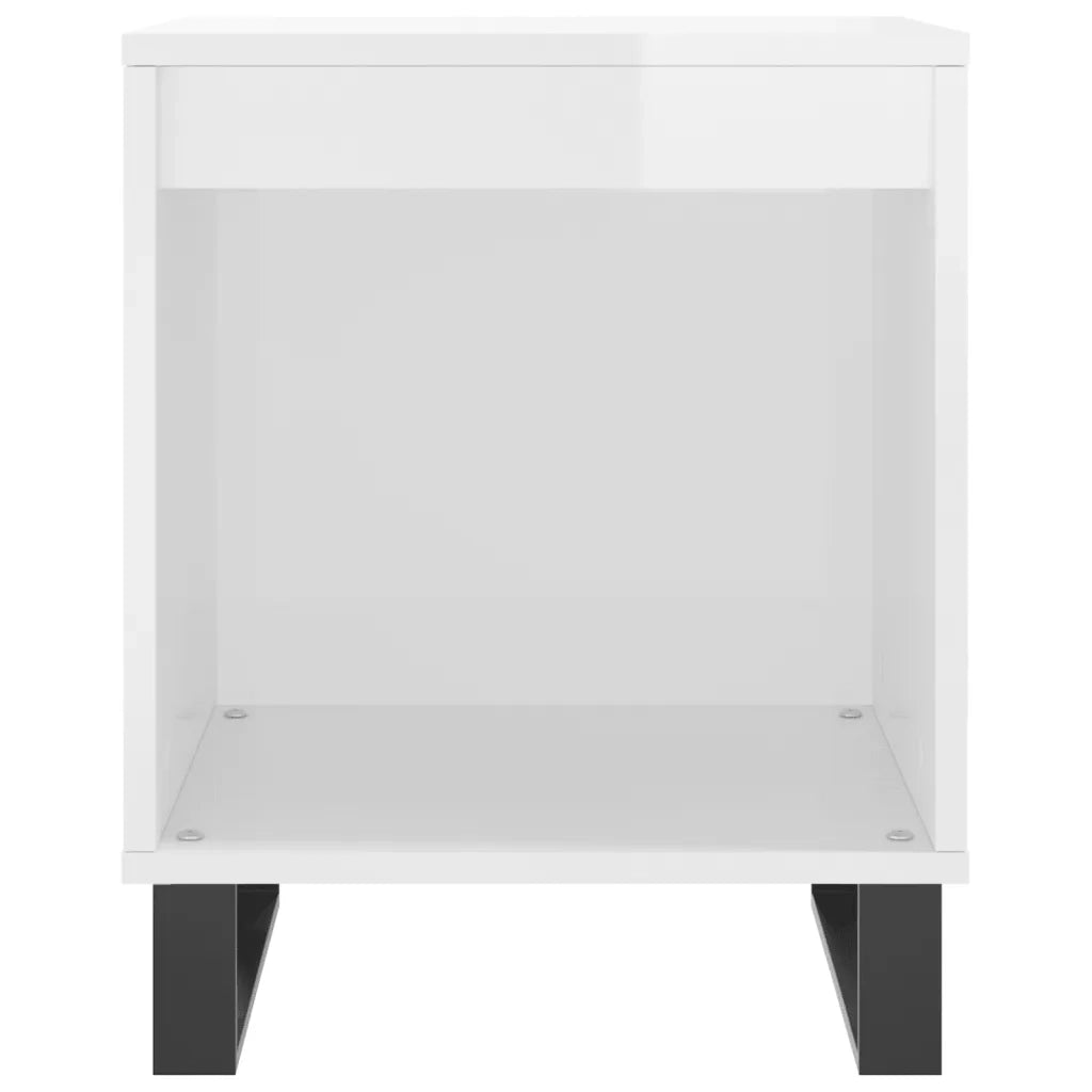 Comodini 2pz-Set di 2 Tavolino da notte Bianco Lucido 40x35x50 cm in Legno Multistrato 141166