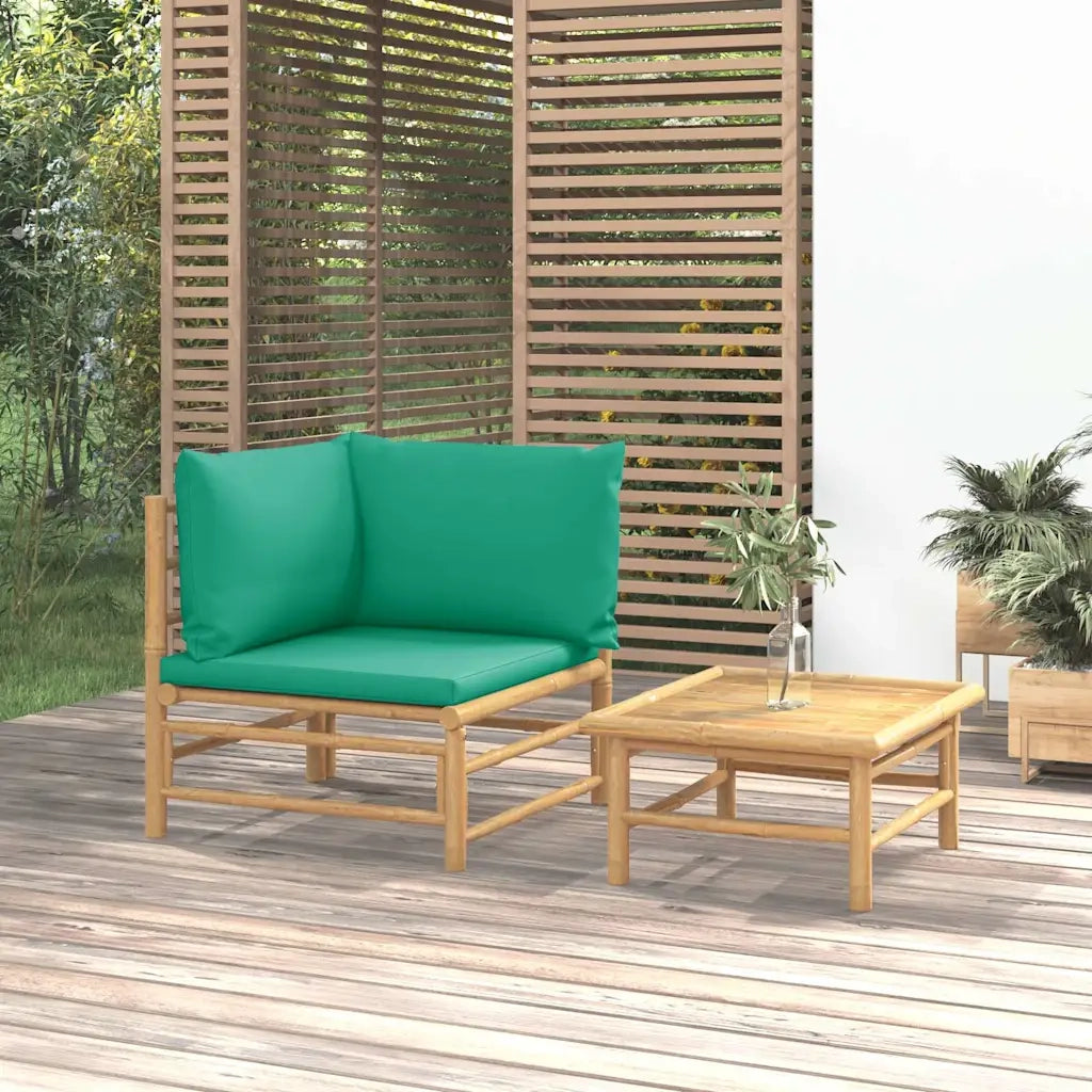 Salotto da Giardino-Set Salotto da Giardino 2pz con Cuscini Verdi Bamb¨´ 145127
