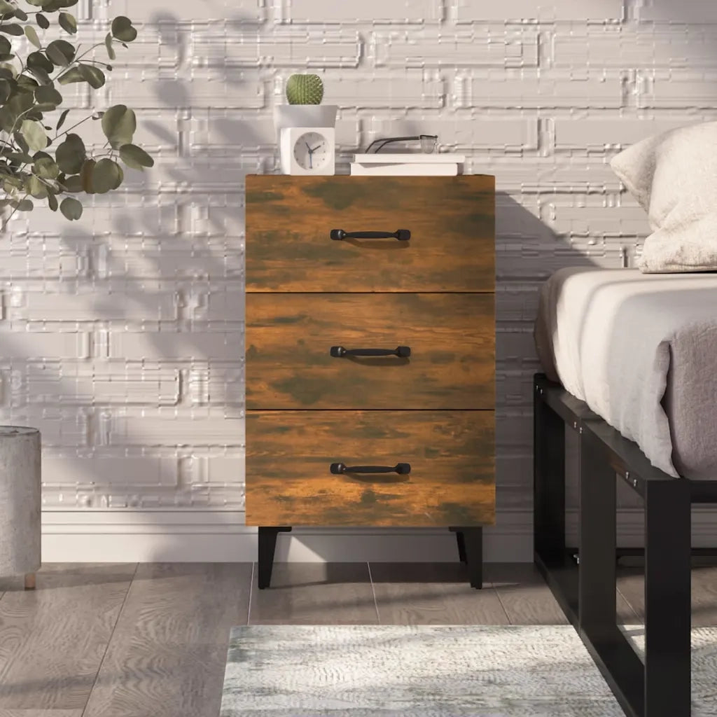 Comodino-Tavolino da notte Rovere Fumo 40x40x66 cm in Legno Multistrato 915505