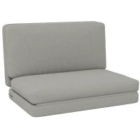 Pouf Relax 2-in-1 Pieghevole, Convetibile in Letto, Materasso per Ospiti, Larghezza 120 cm, Grigio Chiaro