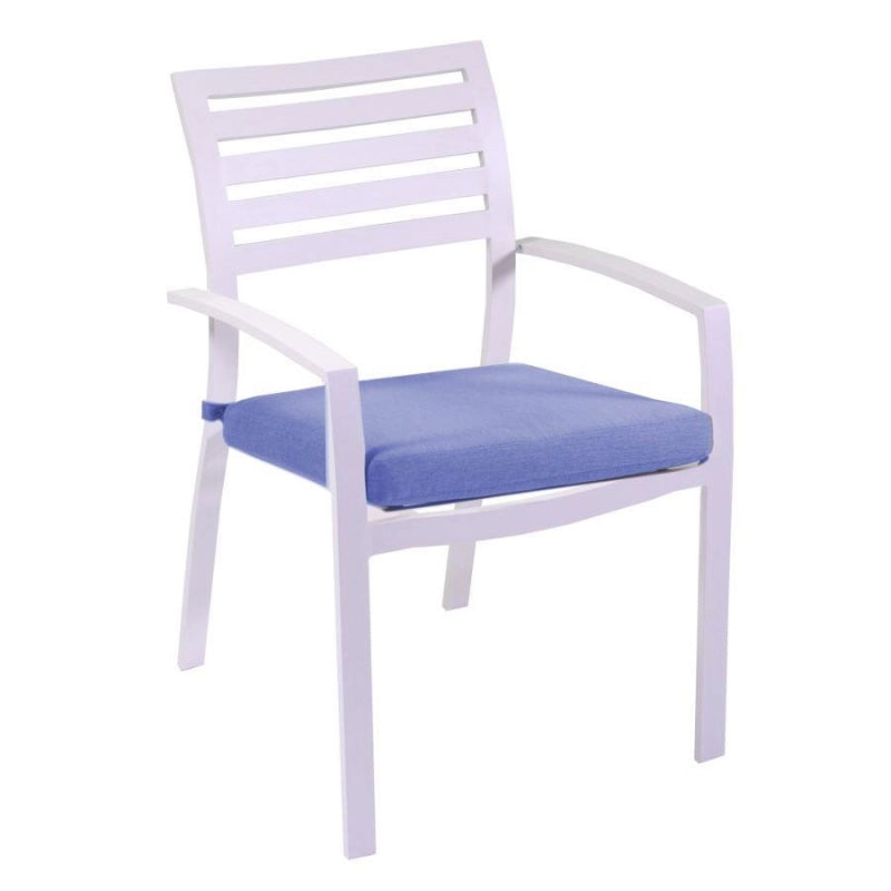 Poltrona alluminio boston bianco crema con cuscino grigio cm 58x57h88