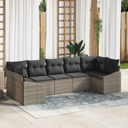 Set da Giardino con Cuscini Grigio Poly Rattan