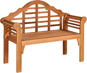 Panca da giardino pieghevole in legno per 2 persone, panca da giardino dal design elegante con schienale inclinato e braccioli ergonomici, panca da esterno di carico 320 kg per giardino