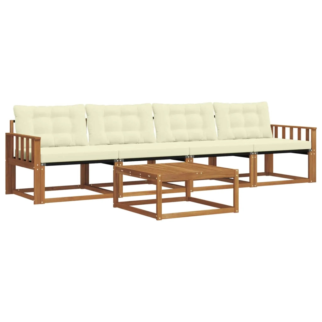 Set di divani da esterno con cuscino 5 pcs Naturale e Crema